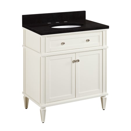 Signature Hardware Elmdale 30" Freestanding Mahogany Single Basin Vanity Set with Cabinet, Vanity Top, and Oval Undermount Sink - 8" Faucet Holes White / Absolute Black