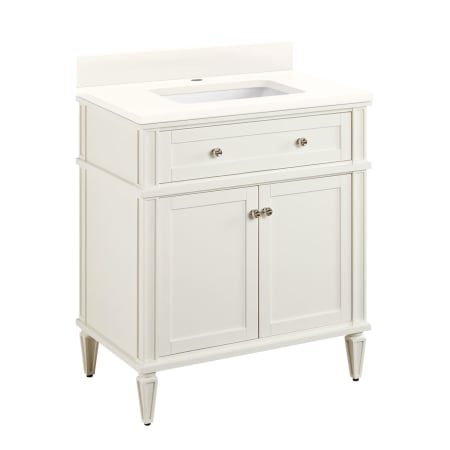 Signature Hardware Elmdale 30" Freestanding Mahogany Single Basin Vanity Set with Cabinet, Vanity Top, and Rectangular Undermount Sink - Single Faucet Hole White / Arctic White