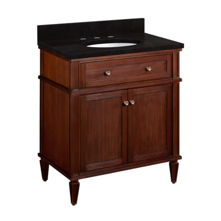 Signature Hardware Elmdale 30" Freestanding Mahogany Single Basin Vanity Set with Cabinet, Vanity Top, and Oval Undermount Sink - 8" Faucet Holes Antique Brown / Absolute Black