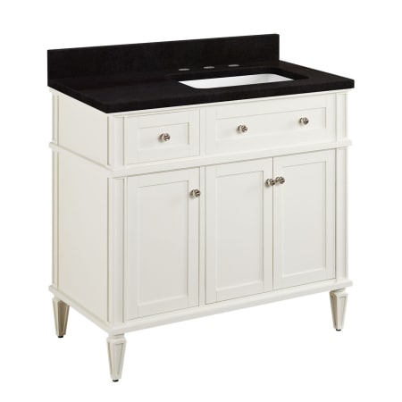 Signature Hardware Elmdale 36" Freestanding Mahogany Single Basin Vanity Set with Cabinet, Vanity Top, and Rectangular Undermount Sink - 8" Faucet Holes White / Absolute Black
