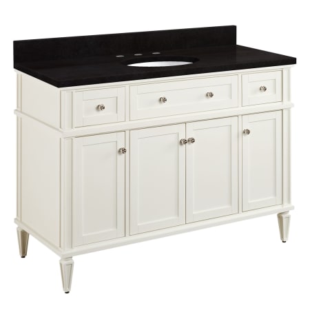 Signature Hardware Elmdale 48" Freestanding Mahogany Single Basin Vanity Set with Cabinet, Vanity Top, and Oval Undermount Sink - 8" Faucet Holes White / Absolute Black