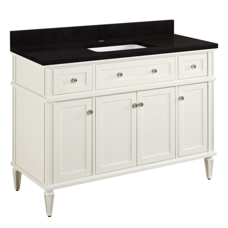 Signature Hardware Elmdale 48" Freestanding Mahogany Single Basin Vanity Set with Cabinet, Vanity Top, and Rectangular Undermount Sink - Single Faucet Hole White / Absolute Black