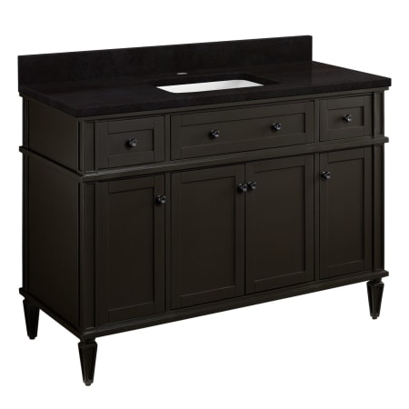 Signature Hardware Elmdale 48" Freestanding Mahogany Single Basin Vanity Set with Cabinet, Vanity Top, and Rectangular Undermount Sink - Single Faucet Hole Charcoal Black / Absolute Black