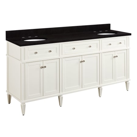 Signature Hardware Elmdale 72" Freestanding Mahogany Double Basin Vanity Set with Cabinet, Vanity Top, and Oval Undermount Sink - 8" Faucet Holes White / Absolute Black