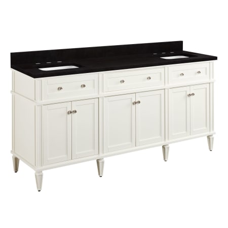Signature Hardware Elmdale 72" Freestanding Mahogany Double Basin Vanity Set with Cabinet, Vanity Top, and Rectangular Undermount Sink - 8" Faucet Holes White / Absolute Black