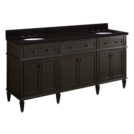 Signature Hardware Elmdale 72" Freestanding Mahogany Double Basin Vanity Set with Cabinet, Vanity Top, and Oval Undermount Sink - 8" Faucet Holes Charcoal Black / Absolute Black