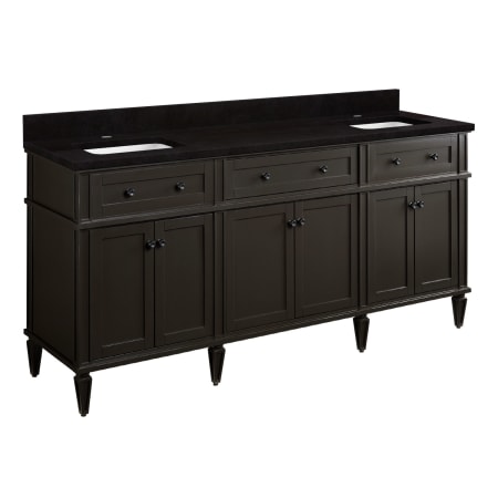 Signature Hardware Elmdale 72" Freestanding Mahogany Double Basin Vanity Set with Cabinet, Vanity Top, and Rectangular Undermount Sink - Single Faucet Holes Charcoal Black / Absolute Black