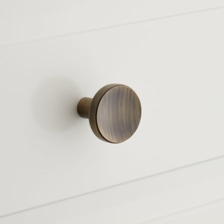 Signature Hardware Lars 1 Inch Diameter Mushroom Cabinet Knob Antique Brass