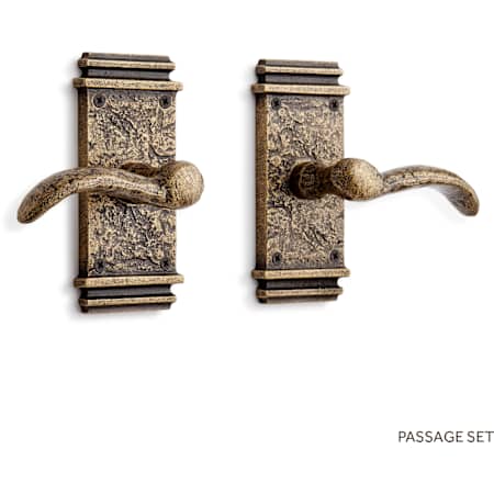 Signature Hardware Griggs Right Handed Solid Brass Passage Door Lever Set with 2-3/8" Backset Antique Brass