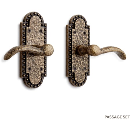 Signature Hardware Marconi Right Handed Solid Brass Passage Door Lever Set with 2-3/4" Backset Antique Brass