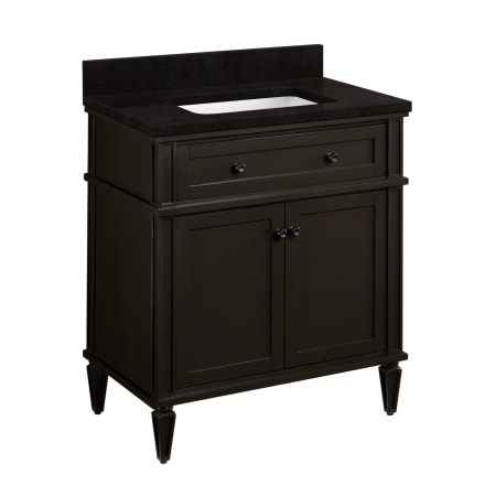 Signature Hardware Elmdale 30" Freestanding Mahogany Single Basin Vanity Set with Cabinet, Vanity Top, and Rectangular Undermount Sink - No Faucet Holes Charcoal Black / Absolute Black