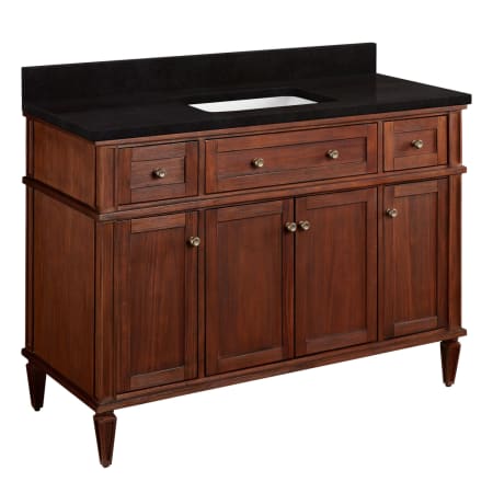 Signature Hardware Elmdale 48" Freestanding Mahogany Single Basin Vanity Set with Cabinet, Vanity Top, and Rectangular Undermount Sink - No Faucet Holes Antique Brown / Absolute Black