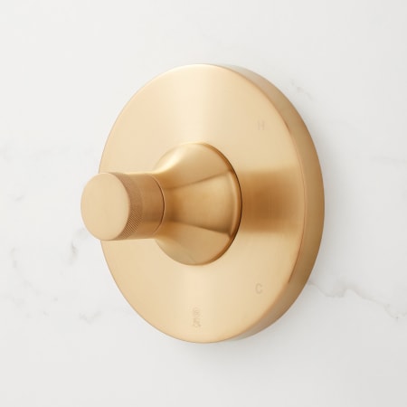 Signature Hardware Lentz Pressure Balanced Valve Trim Only with Knob Handle - Rough-In Valve Included Brushed Gold