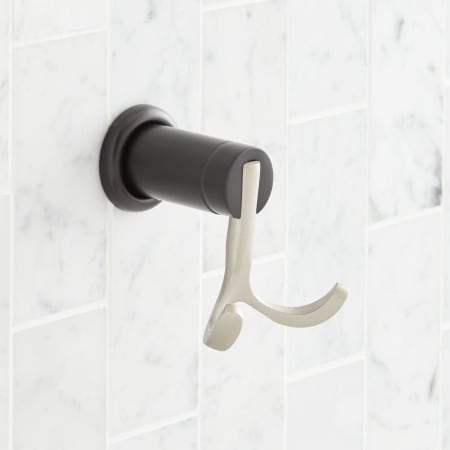 Signature Hardware Mendi Single Robe Hook Black / Satin Nickel