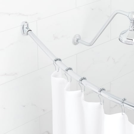 Signature Hardware 60" Curved Brass Shower Rod Chrome