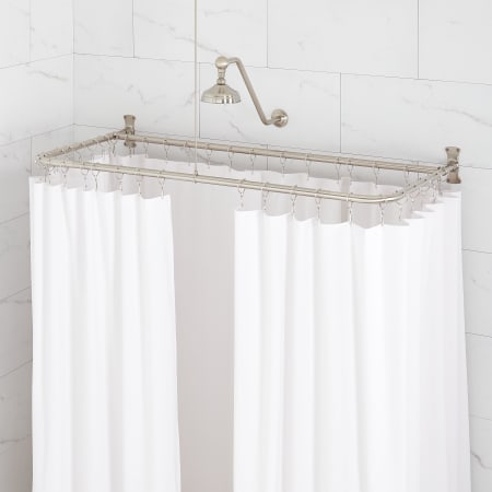 Signature Hardware 54" x 27" Rectangle Brass Shower Rod Brushed Nickel