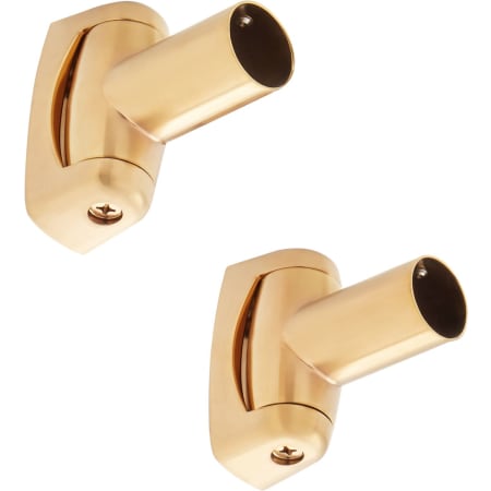 Signature Hardware Brass Shower Curtain Rod Swivel Flanges Brushed Gold