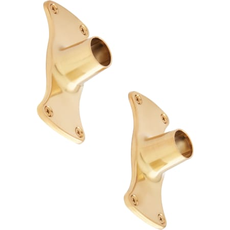 Signature Hardware Jumbo Shower Rod Flanges - Set of 2 Brushed Gold