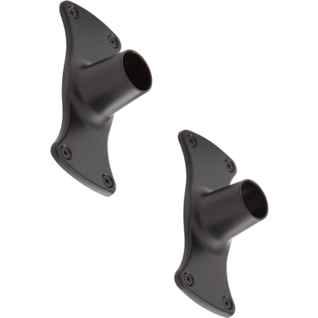 Signature Hardware Jumbo Shower Rod Flanges - Set of 2 Matte Black