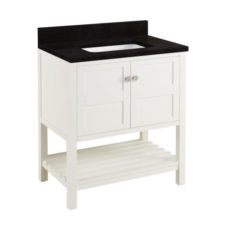Signature Hardware Olsen 30" Freestanding Single Basin Vanity Set with Cabinet, Vanity Top, and Rectangular Undermount Sink - No Faucet Holes Soft White / Absolute Black