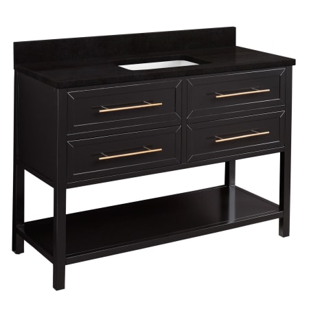 Signature Hardware Robertson 48" Freestanding Mahogany Single Basin Vanity Set with Cabinet, Vanity Top, and Rectangular Undermount Sink - No Faucet Holes Black / Absolute Black