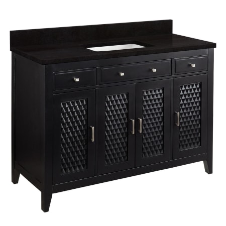 Signature Hardware Thorton 48" Freestanding Mahogany Single Basin Vanity Set with Cabinet, Vanity Top, and Rectangular Undermount Sink - No Faucet Holes Black / Absolute Black