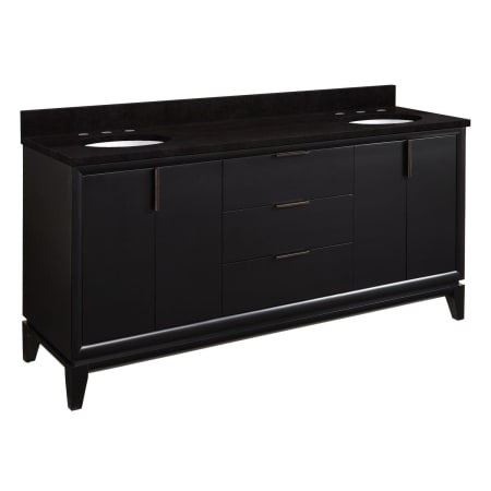 Signature Hardware Talyn 72" Freestanding Mahogany Double Basin Vanity Set with Cabinet, Vanity Top, and Oval Undermount Sinks - 8" Faucet Holes Black / Absolute Black
