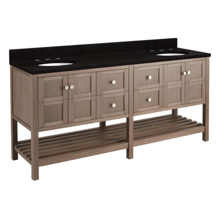 Signature Hardware Olsen 72" Freestanding Double Basin Vanity Set with Cabinet, Vanity Top, and Oval Undermount Sinks - 8" Faucet Holes Ash Brown / Absolute Black