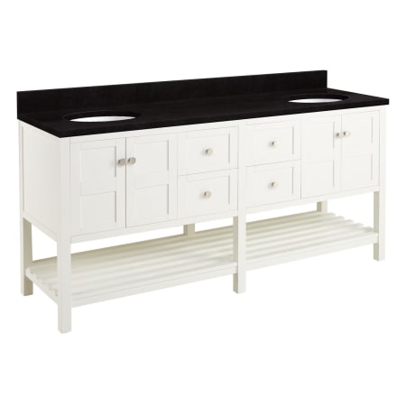 Signature Hardware Olsen 72" Freestanding Double Basin Vanity Set with Cabinet, Vanity Top, and Rectangular Undermount Sinks - No Faucet Holes White / Absolute Black
