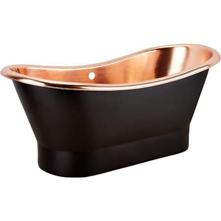 Signature Hardware Thaine 70" Copper Soaking Double Slipper, Pedestal Freestanding Tub with Included Drain and Overflow Antique Black Copper / Black Drain