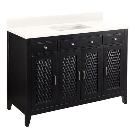 Signature Hardware Thorton 48" Freestanding Mahogany Single Basin Vanity Set with Cabinet, Vanity Top, and Rectangular Undermount Sink - No Faucet Holes Black / Arctic White
