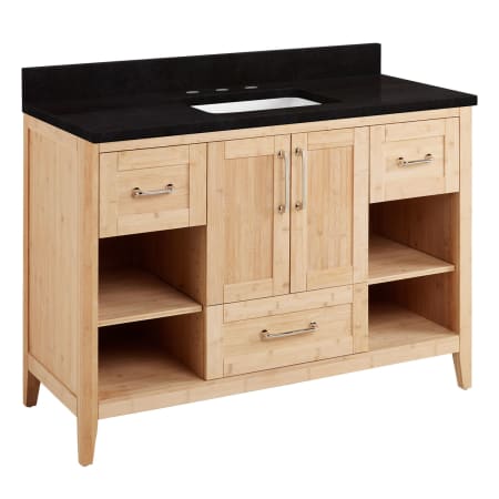 Signature Hardware Burfield 48" Faucet Holes Natural Bamboo / Absolute Black