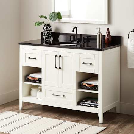 Signature Hardware Burfield 48" Faucet Holes White / Absolute Black