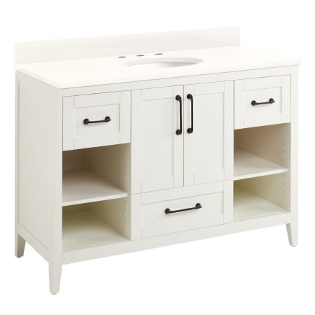 Signature Hardware Burfield 48" Freestanding Single Basin Vanity Set with Cabinet, Vanity Top, and Oval Undermount Sink - 8" Widespread Faucet Holes White / Arctic White
