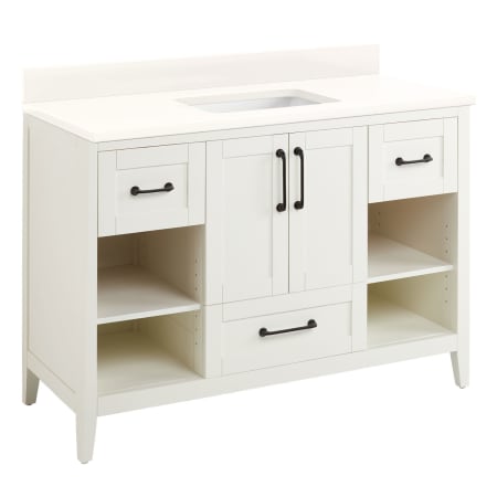 Signature Hardware Burfield 48" Freestanding Single Basin Vanity Set with Cabinet, Vanity Top, and Rectangular Undermount Sink - Single Faucet Hole White / Arctic White