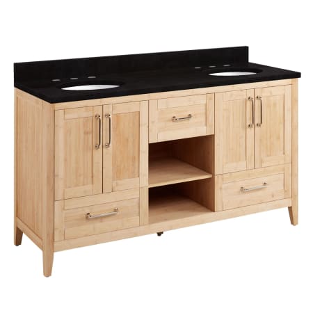 Signature Hardware Burfield 60" Faucet Holes Natural Bamboo / Absolute Black