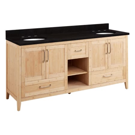 Signature Hardware Burfield 72" Faucet Holes Natural Bamboo / Absolute Black