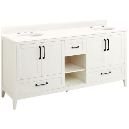 Signature Hardware Burfield 72" Faucet Holes White / Arctic White