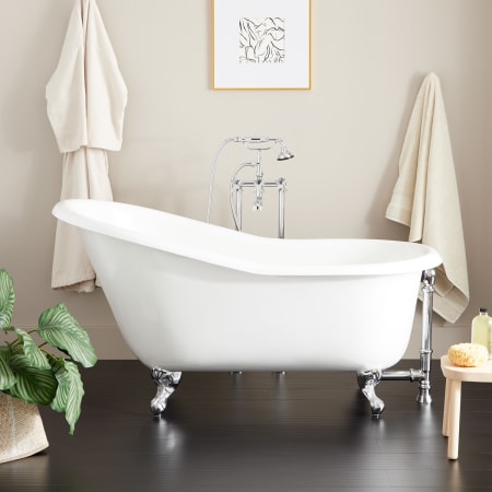 White / Brushed Nickel Feet