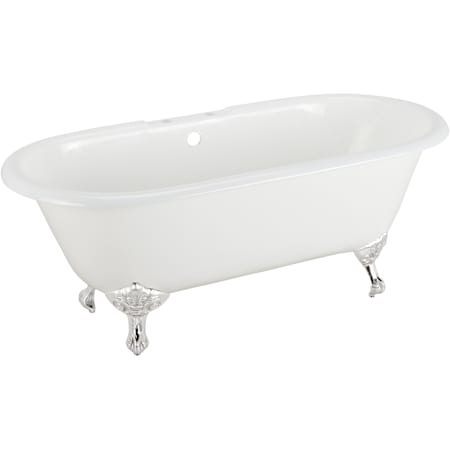 Signature Hardware 66" Sanford Cast Iron Double-Ended Clawfoot Tub - 7" Rim Holes - Feet and Drain White / Chrome Feet