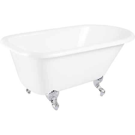 Signature Hardware 54" Miya Cast Iron Clawfoot Tub - 7" Rim Holes - Ball and Claw Feet and Drain White / Chrome Feet