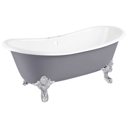 Signature Hardware Lena 72" Rolled Rim Cast Iron Soaking Clawfoot Tub with Included Overflow Drain Dark Gray / Brushed Nickel Feet