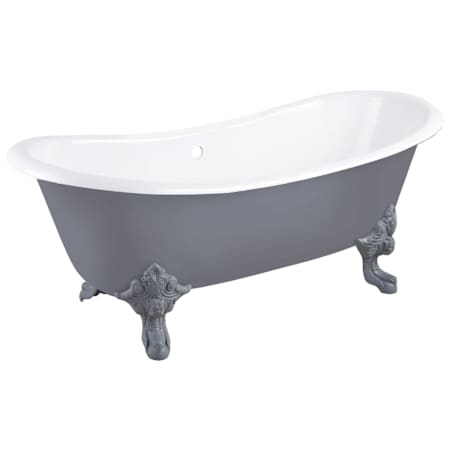 Signature Hardware Lena 72" Cast Iron Soaking Clawfoot Tub with Rolled Rim with External Drain and Overflow - Less Faucet Holes Dark Gray / Black Feet