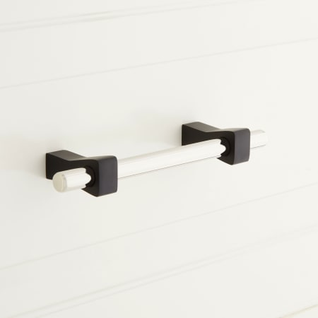 Signature Hardware Odion 3-3/4 Inch Center to Center Bar Cabinet Pull Black / Polished Nickel