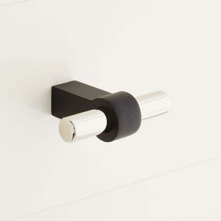 Signature Hardware Twain 2 Inch Bar Cabinet Knob Black / Polished Nickel