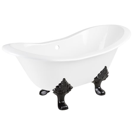 Signature Hardware Arabella 72" Cast Iron Soaking Clawfoot Tub with Included Overflow Drain and 7" Rim Holes White / Black
