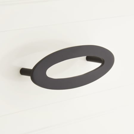 Signature Hardware Galiano 4 Inch Center to Center Oval Cabinet Pull Satin Black