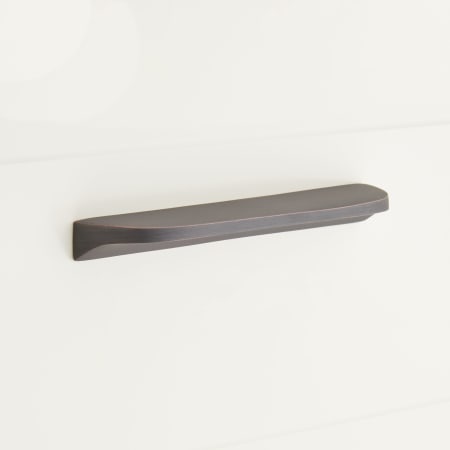 Signature Hardware Lemos 3 and 4 Inch Center to Center Finger Cabinet Pull Brushed Bronze