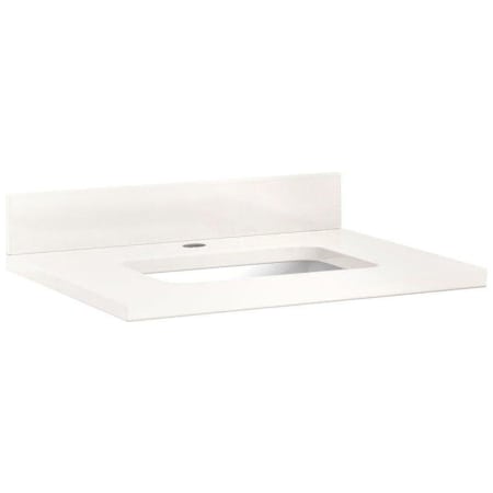 Signature Hardware 25" Quartz Single Vanity Top with Single Faucet Hole and Backsplash Arctic White Quartz