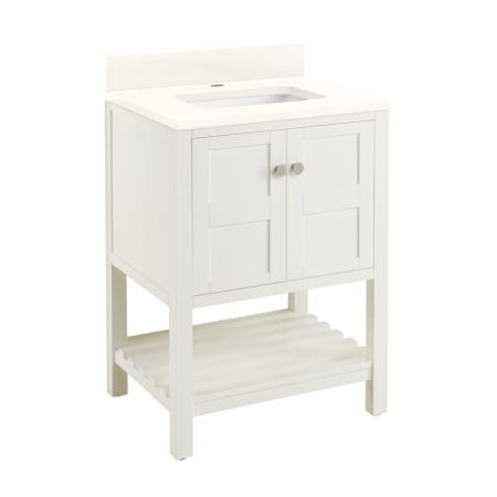 Signature Hardware Olsen 24" Free Standing Single Vanity Set with Wood Cabinet, Vanity Top, and Rectangular Undermount Vitreous China Sink - Single Faucet Hole Soft White / Arctic White